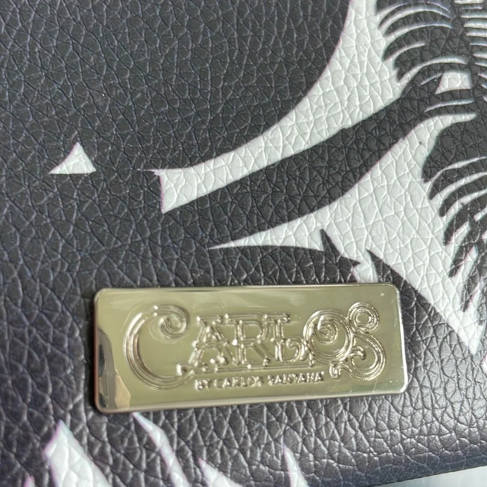 Carlos Santana, black white Crossbody shoulder handbag purse like new tropical - Picture 11 of 11